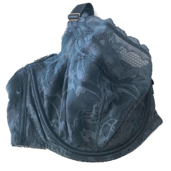 Full Coverage Blue Lace Bra 44DD Unlined Underwire - Picture 2 of 4